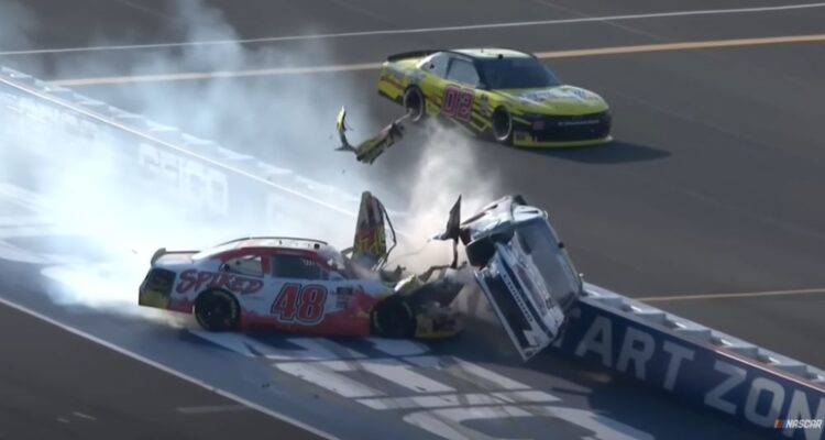 WATCH: Jeb Burton Slides Down The Front Stretch On His Roof After ...