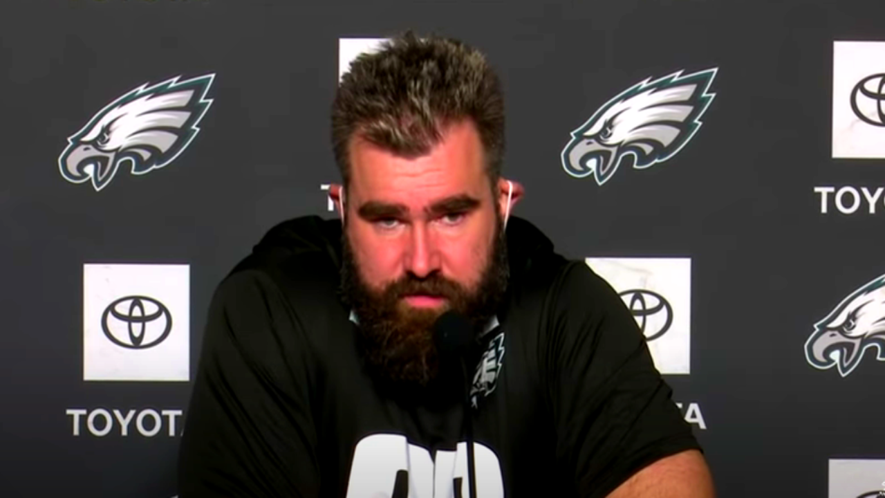 Jason Kelce overcome with emotion while discussing Lane Johnson's journey 